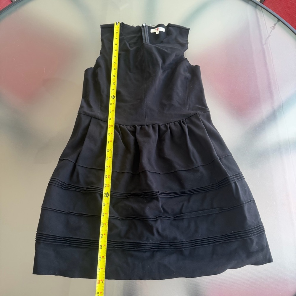 Madewell Silhouette Black Large Scuba Stretch Sleeveless Ponte Dress Raw Edge - Picture 9 of 15